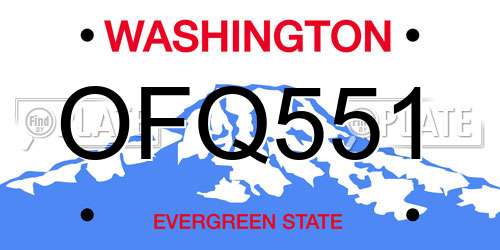 OFQ551 Washington License Plate
