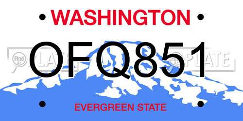 OFQ851 Washington License Plate