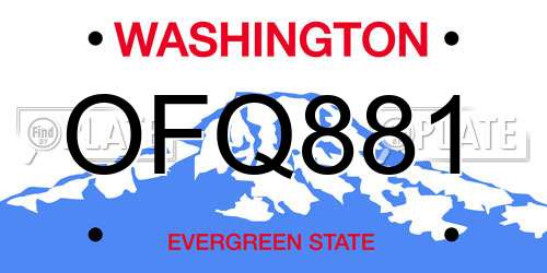 OFQ881 Washington License Plate