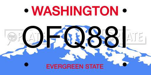OFQ88I Washington License Plate