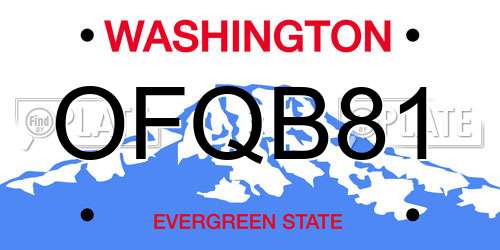 OFQB81 Washington License Plate
