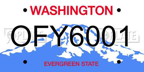 OFY6001 Washington License Plate