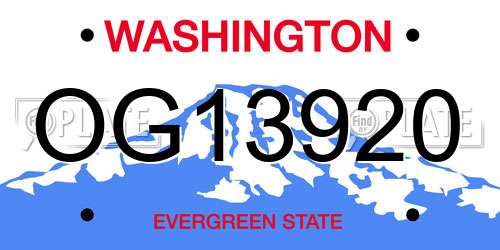 OG13920 Washington License Plate