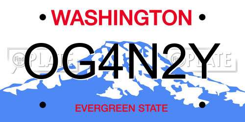OG4N2Y Washington License Plate