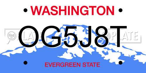 OG5J8T Washington License Plate