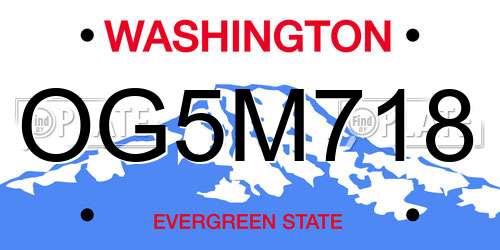 OG5M718 Washington License Plate