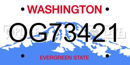 OG73421 Washington License Plate
