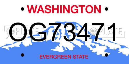 OG73471 Washington License Plate