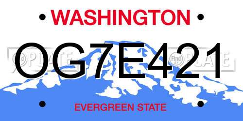 OG7E421 Washington License Plate