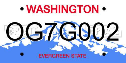 OG7G002 Washington License Plate