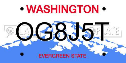 OG8J5T Washington License Plate