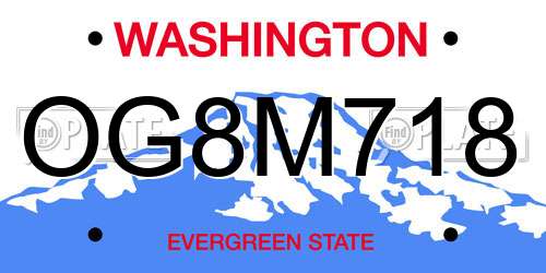 OG8M718 Washington License Plate