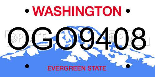 OGO9408 Washington License Plate
