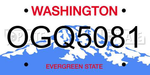OGQ5081 Washington License Plate
