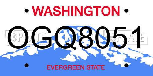 OGQ8051 Washington License Plate