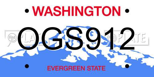 OGS912 Washington License Plate