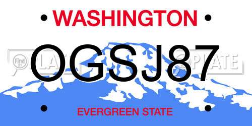 OGSJ87 Washington License Plate