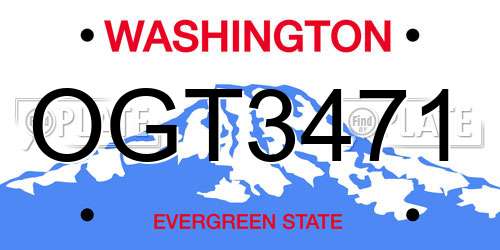 OGT3471 Washington License Plate