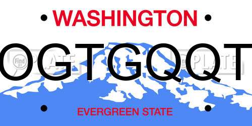 OGTGQQT Washington License Plate