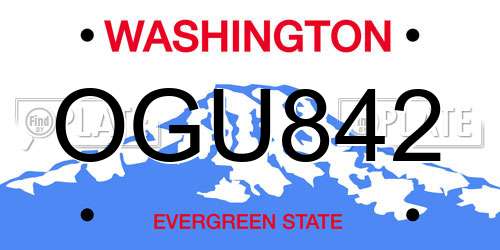 OGU842 Washington License Plate