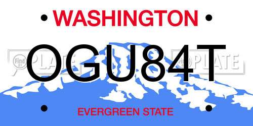 OGU84T Washington License Plate