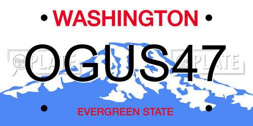 OGUS47 Washington License Plate