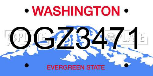 OGZ3471 Washington License Plate