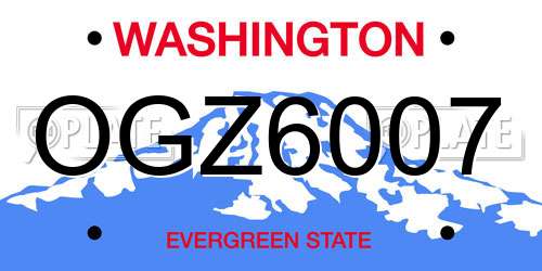 OGZ6007 Washington License Plate