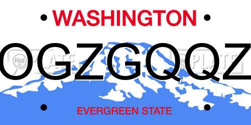 OGZGQQZ Washington License Plate