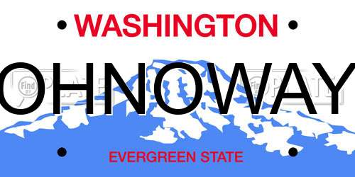 OHNOWAY Washington License Plate