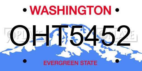 OHT5452 Washington License Plate
