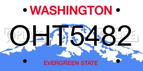 OHT5482 Washington License Plate