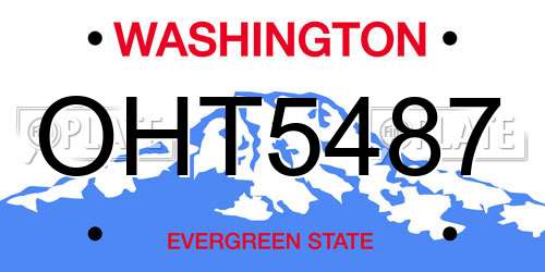 OHT5487 Washington License Plate