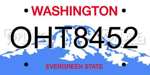 OHT8452 Washington License Plate