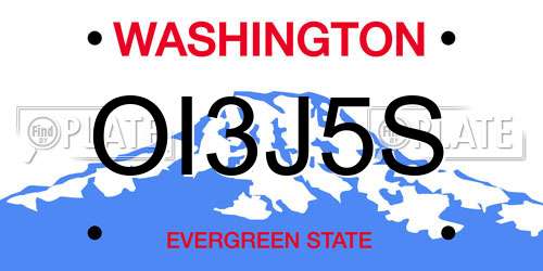 OI3J5S Washington License Plate