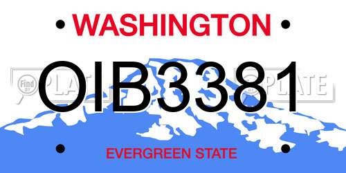 OIB3381 Washington License Plate