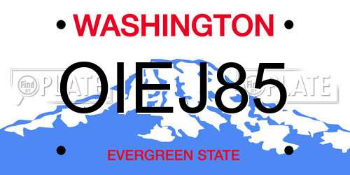 OIEJ85 Washington License Plate