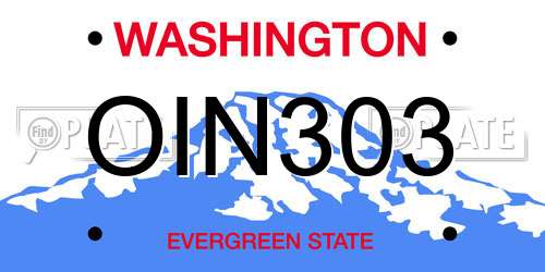OIN303 Washington License Plate