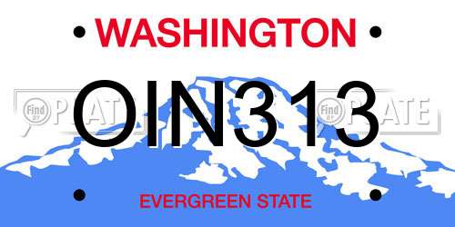 OIN313 Washington License Plate