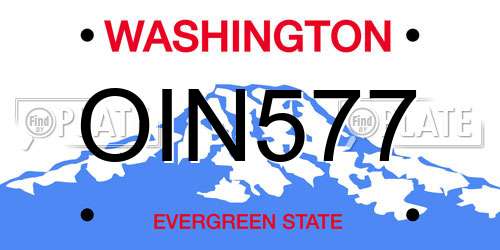 OIN577 Washington License Plate