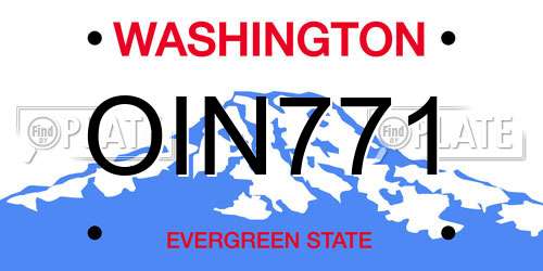 OIN771 Washington License Plate