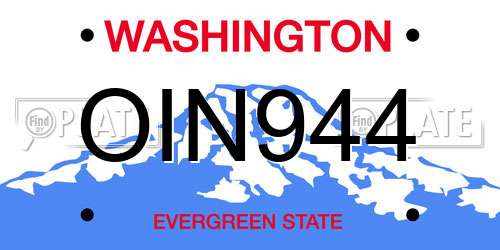 OIN944 Washington License Plate