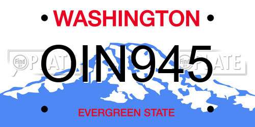 OIN945 Washington License Plate