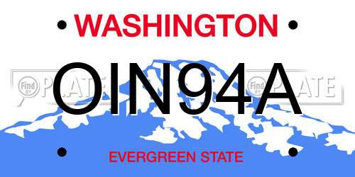 OIN94A Washington License Plate