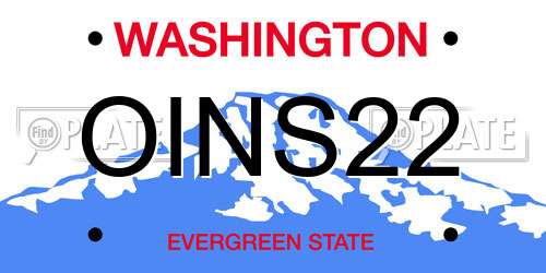 OINS22 Washington License Plate