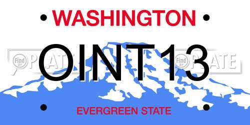 OINT13 Washington License Plate