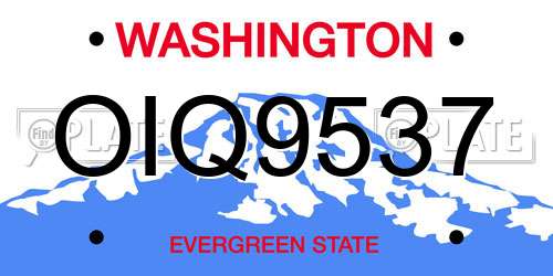 OIQ9537 Washington License Plate