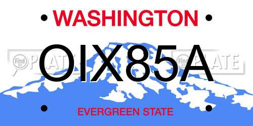OIX85A Washington License Plate