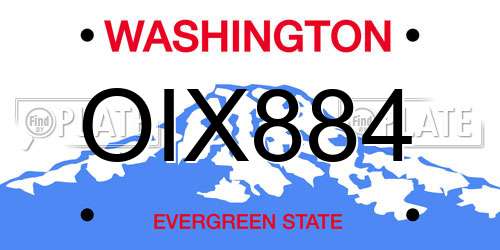 OIX884 Washington License Plate