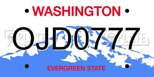 OJD0777 Washington License Plate